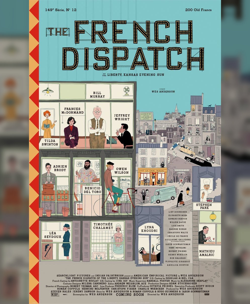 El cartel de French Dispatch, con ilustraciones del ilustrador catalán Javi Aznarez.